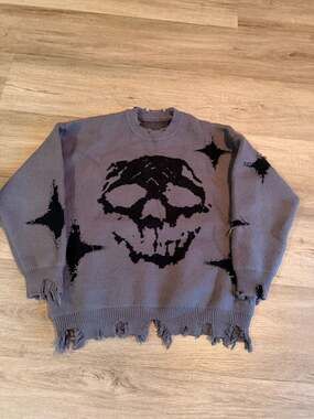 YWFG Mens Knitted Skull Sweaters Euro American Style Cross Border